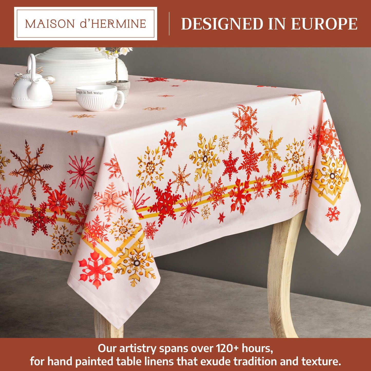 Maison d' Hermine Table Cloth Square Table 100% Cotton 54 x 54 Inches Fall Tablecloth Reusable Everyday Use for Thanksgiving Christmas Decorations Dining Farmhouse Party (Crystal Star)
