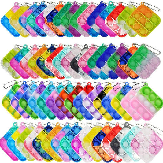 100pcs 2in Random Pop Bubble Fidget Sensory Toys, Pop Toy Bulk for Party Favor, Classroom Student Prizes Easter Basket Goodie Bag Stuffers Christmas Valentine Gift for Kid