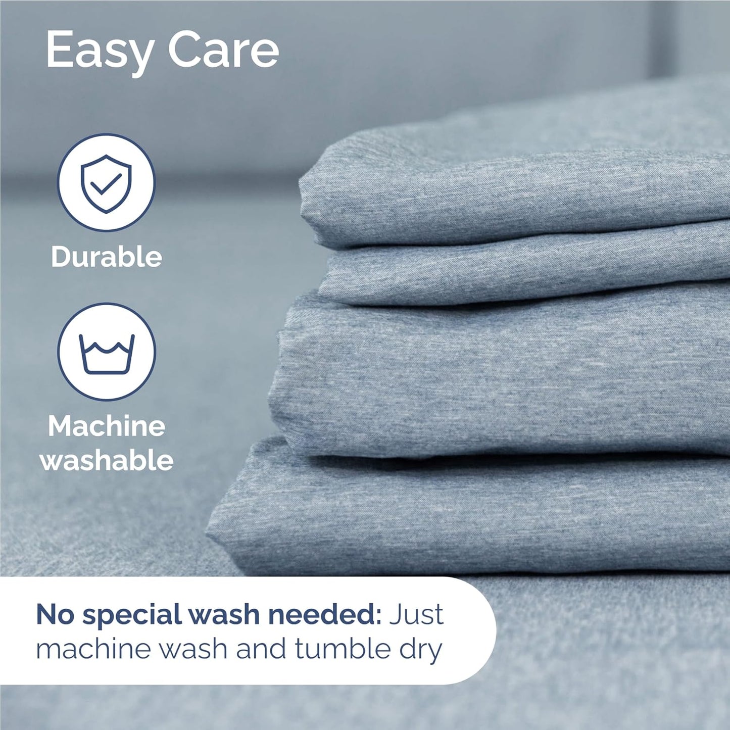 Skiennix Full Size 4-Piece Sheet Set - Comfy, Breathable & Cooling Luxury Bedding - Deep Pockets, Soft & Wrinkle-Free - Blue Heathered Design