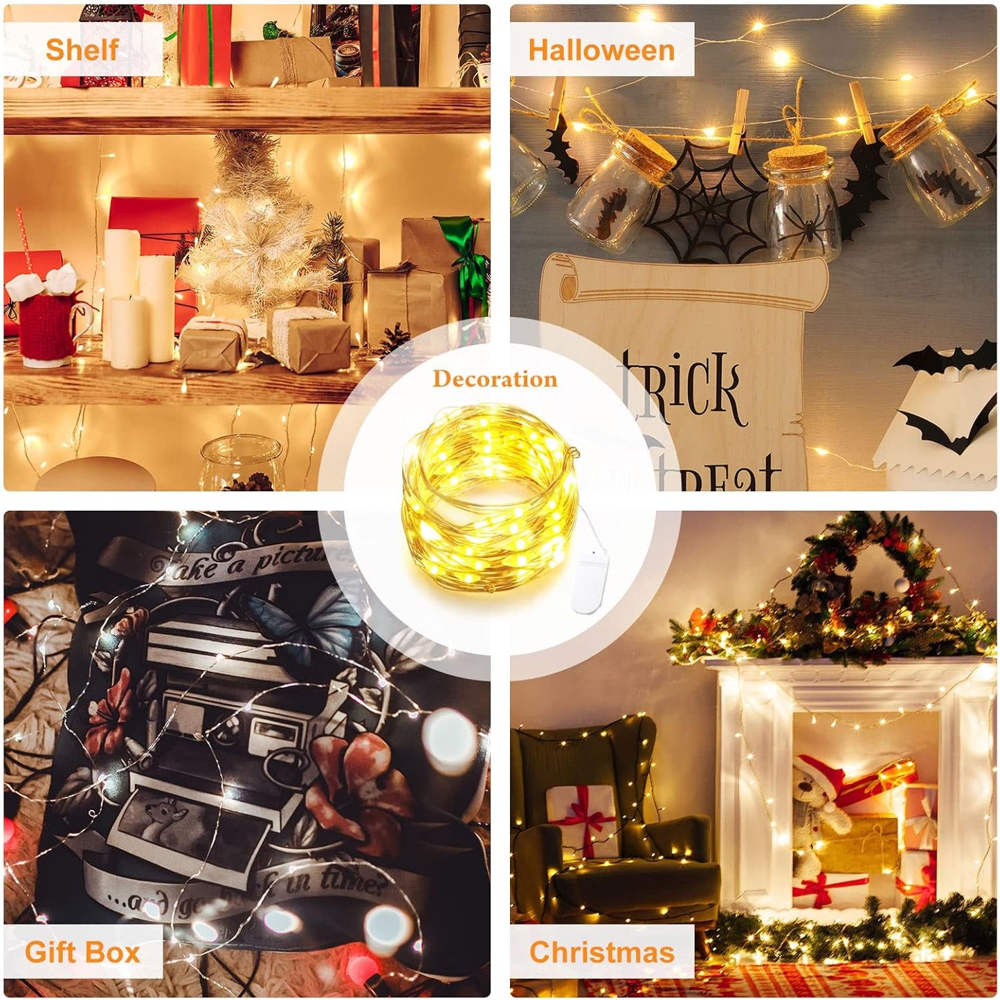 Riakrum 50 Pack 10 Ft LED Fairy Lights - Battery Operated Waterproof String Lights for Weddings & Decor | Warm White
