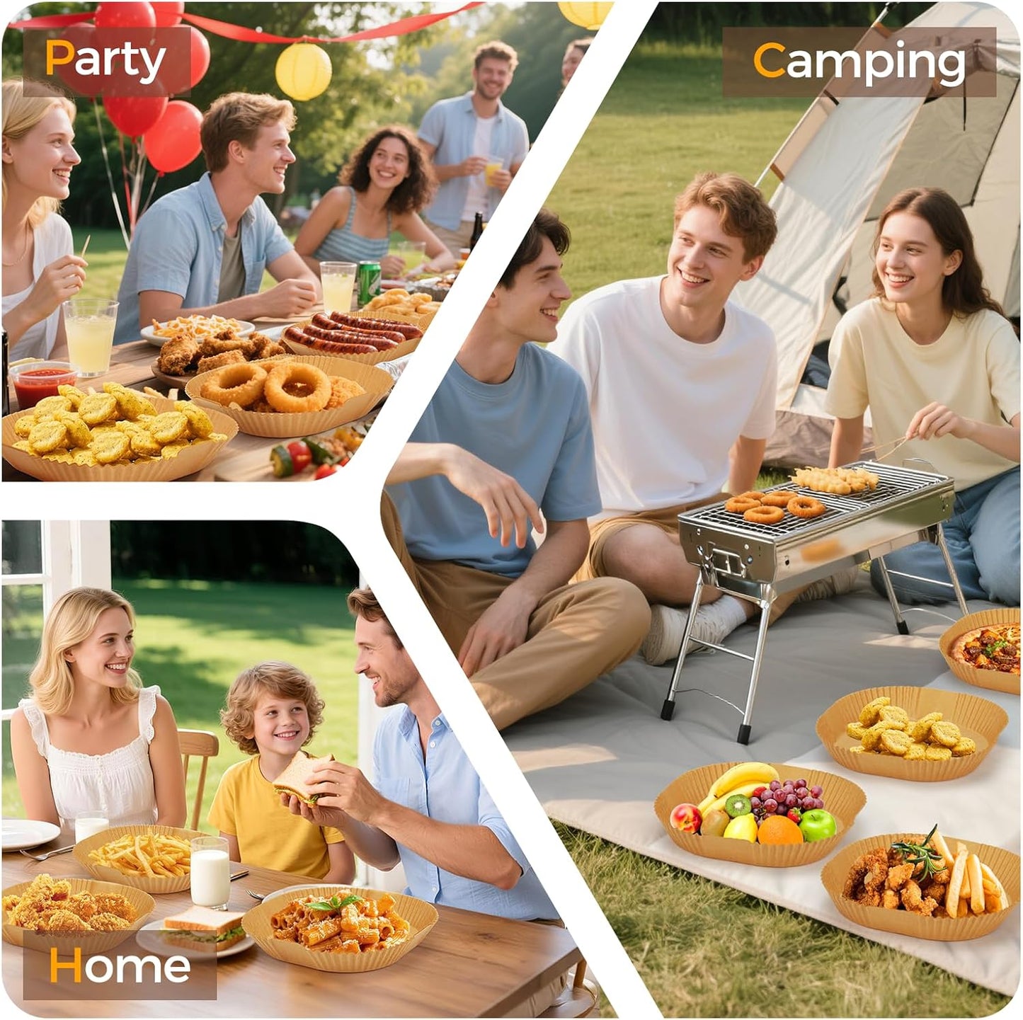 Skiennix Air Fryer Liners - 400 Pcs Heavy-Duty Non-Stick Parchment Paper | 8" Square for 5-8 Qt Baskets