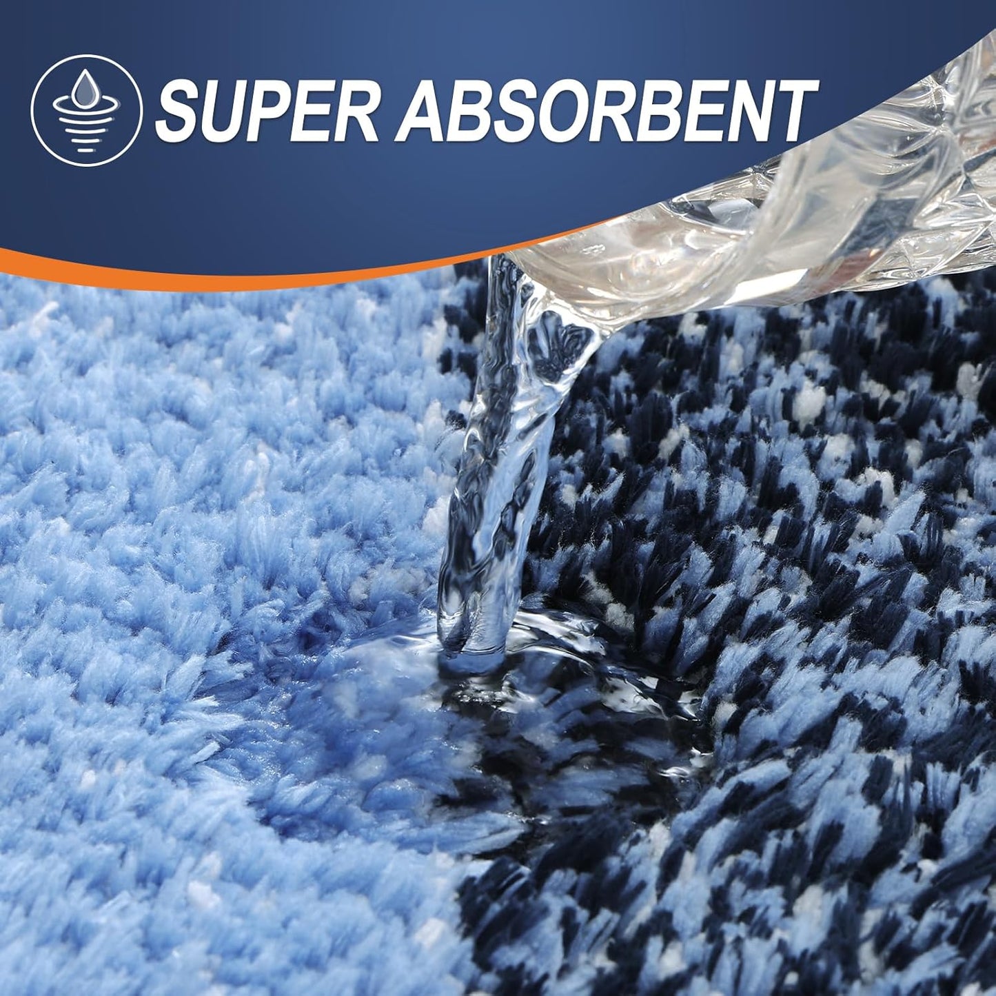OLANLY Large Bathroom Rugs - Extra Soft Microfiber Mat 54x24 | Quick Dry, Machine Washable, Navy