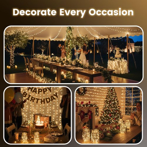DomeStar 15 Pack Fairy Lights Battery Operated, 7Ft 20 LED Waterproof String Lights Wire Firefly Starry Moon Light for DIY Mason Jars Party Centerpiece Table Valentine's Day Decorations Tree Ornament
