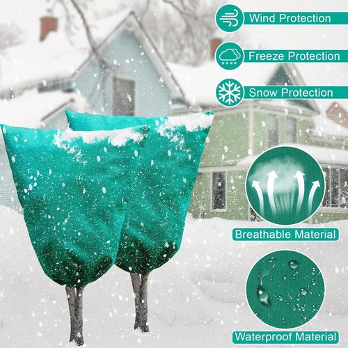 Insoma Plant Covers - 2 Packs of 2.2 oz/yd² Frost Protection for Outdoor Plants | 47.7" W x 71.7" H with Zipper & Drawstring
