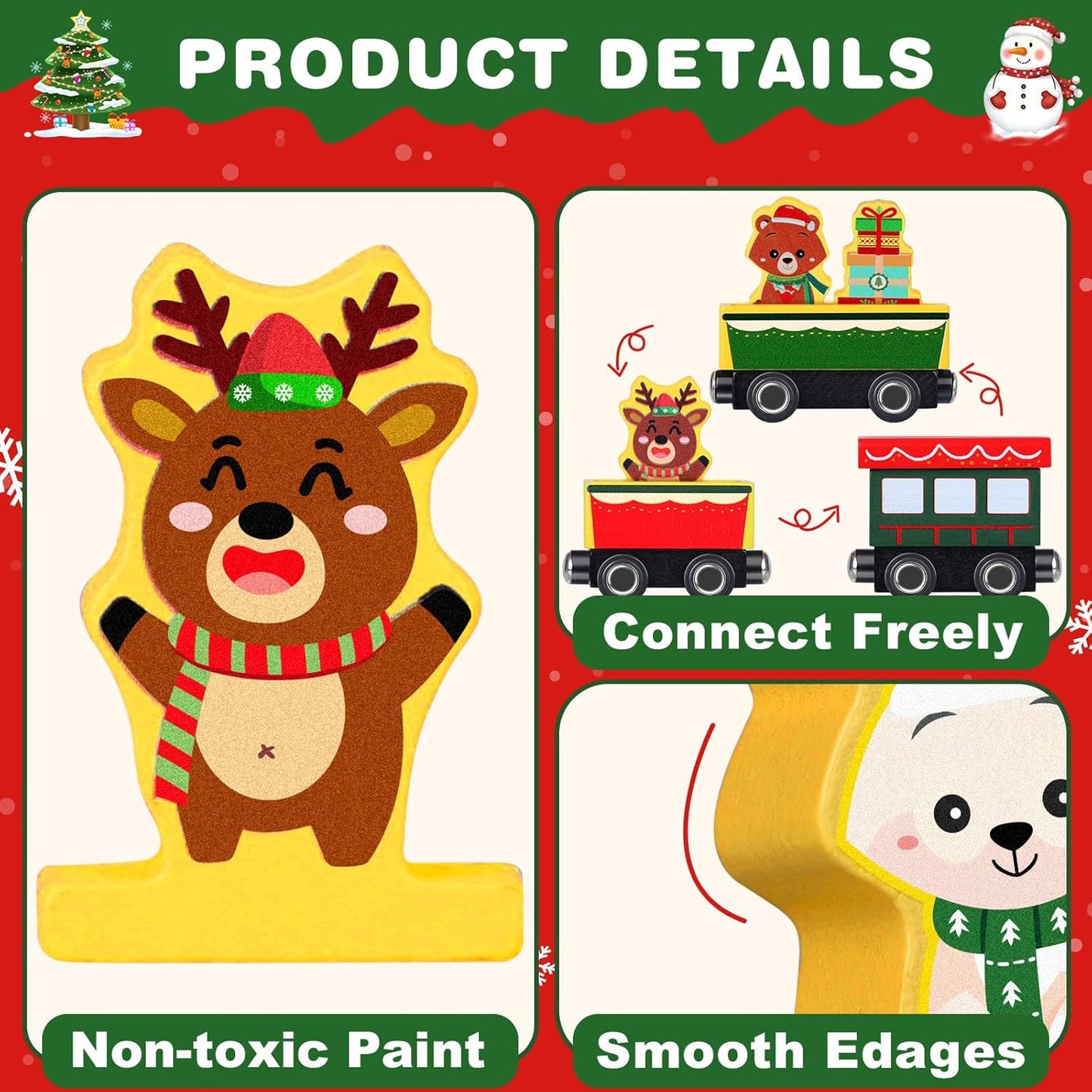 Wooden Advent Calendar by Toddler | 24-Day Magnetic Animal Train Set for Kids - Perfect Christmas Countdown Gift