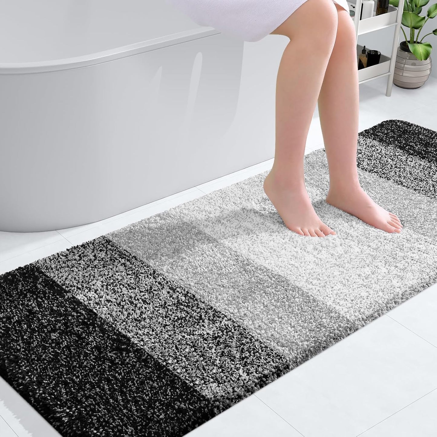 OLANLY Bathroom Runner Rug - Extra Soft Microfiber | Quick Dry, Machine Washable, 59x24 Inches, Black