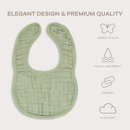 Comfy Cubs Muslin Bibs - Soft, Highly Absorbent Baby Bibs for Feeding & Teething | Pack of 8, Colorful Designs