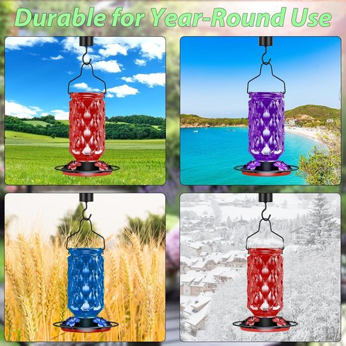 24OZ Hummingbird Feeder by [Brand Name] - Leak-Proof Design with Five Feeding Ports | Perfect for Outdoor Gardens