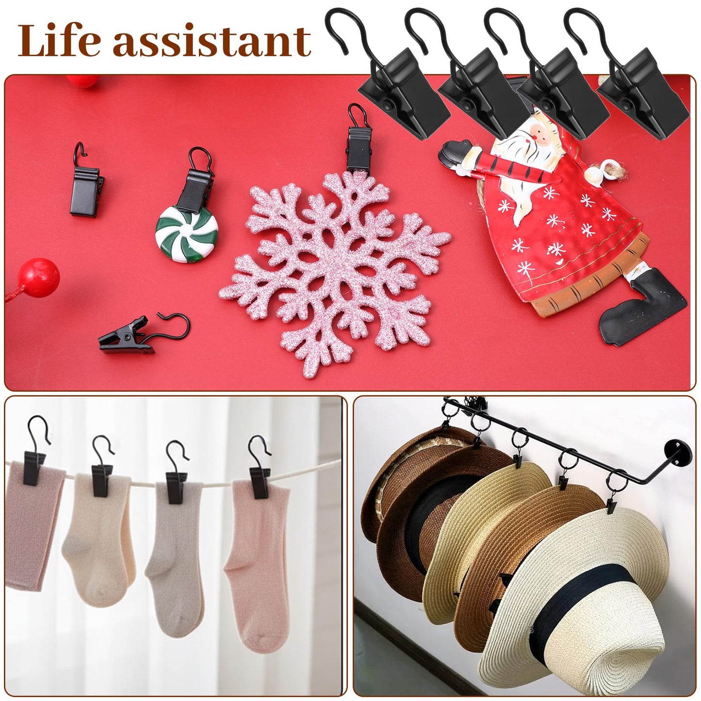 200 Pcs Stainless Steel Curtain Clips, Heavy-Duty Small Curtain Hooks Hangers for Hanging Outdoor String Lights, Art Craft Display, and Home Decoration