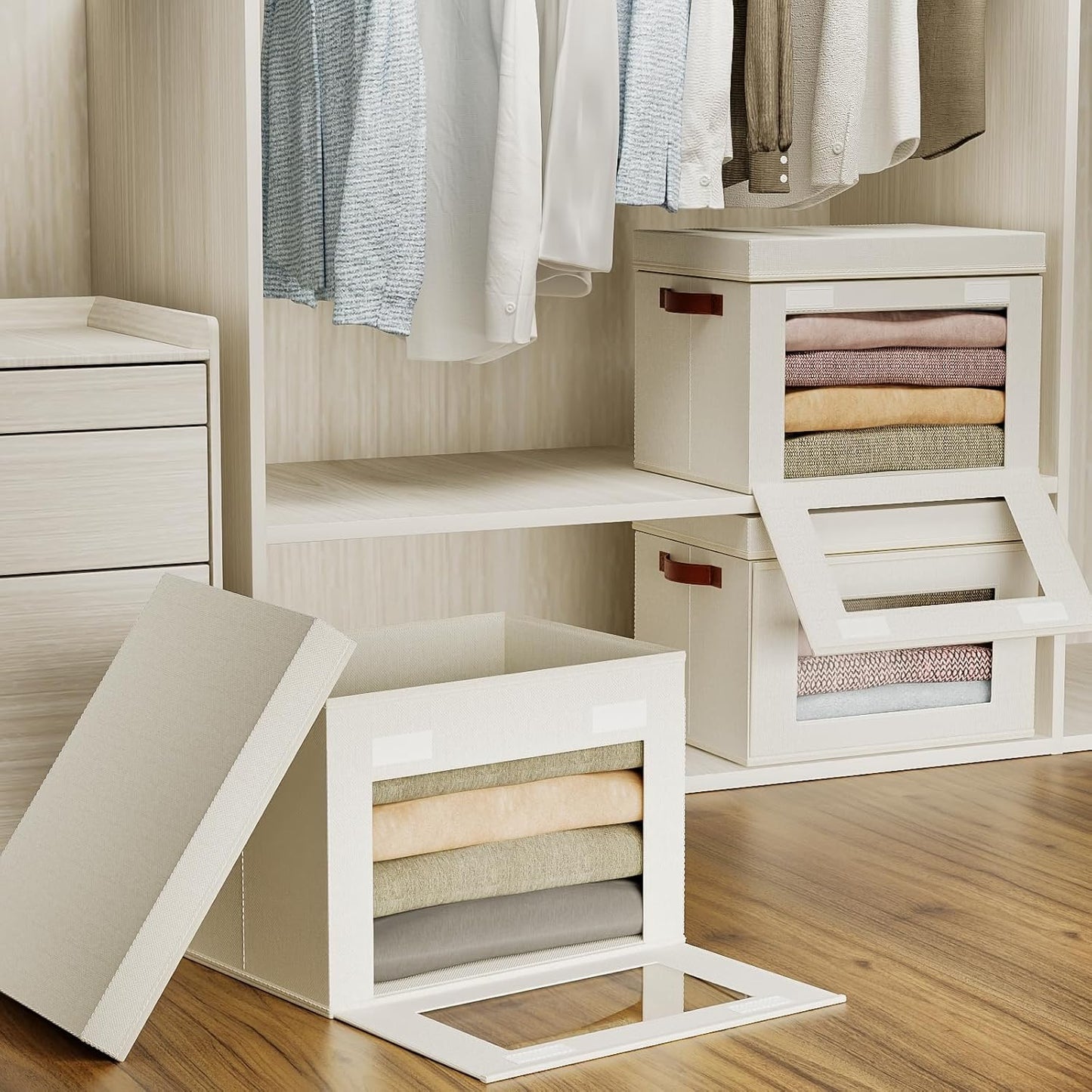 Large Storage Bins with Lids by [Brand Name] - Stackable & Collapsible Oxford Fabric Organizers | 16.5” x 11.8” x 11”
