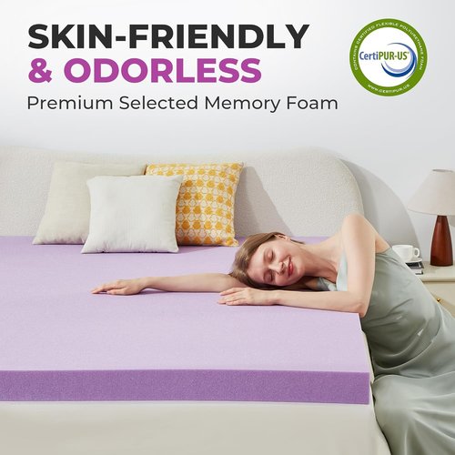BDEUS Gel Memory Foam Mattress Topper - Soft, Ventilated Pressure Relief - Twin Size, CertiPUR-US Certified