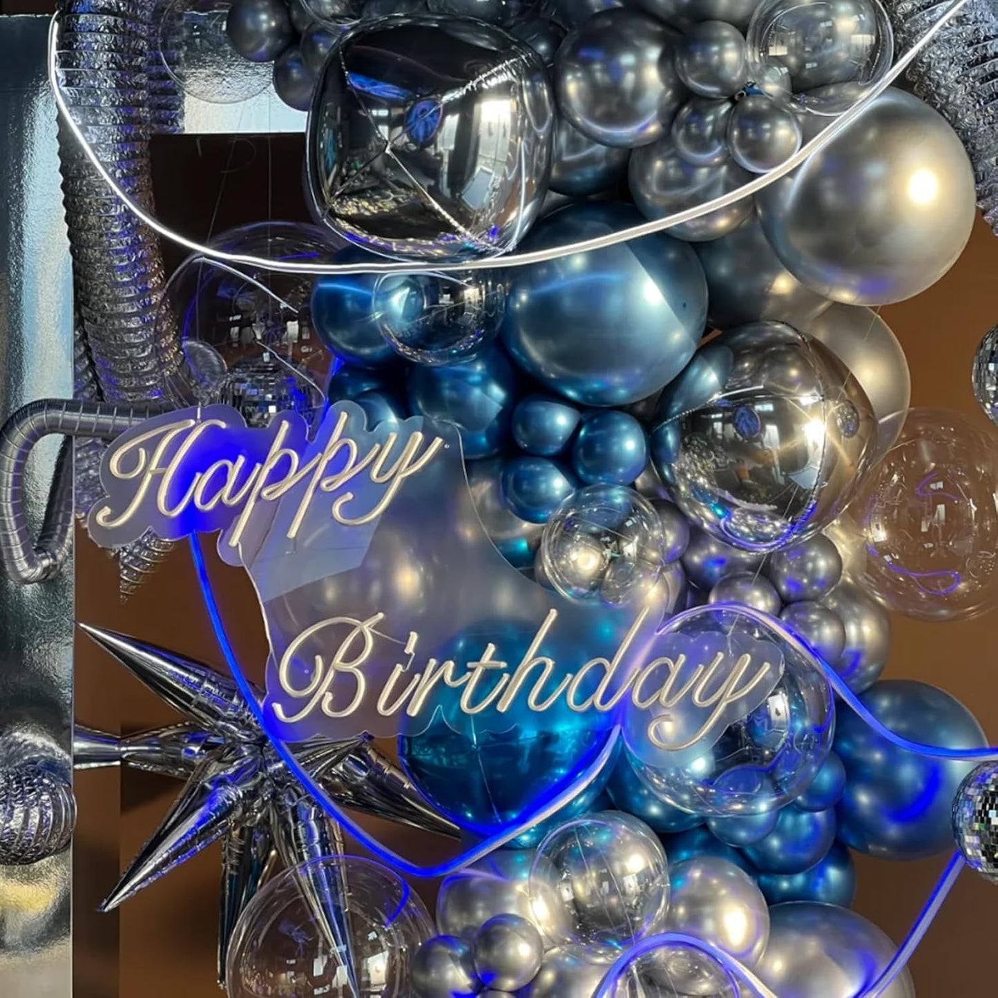 Voircoloria Metallic Blue Balloon Garland Kit - 90 Pack in Various Sizes for Graduation, Weddings & Parties