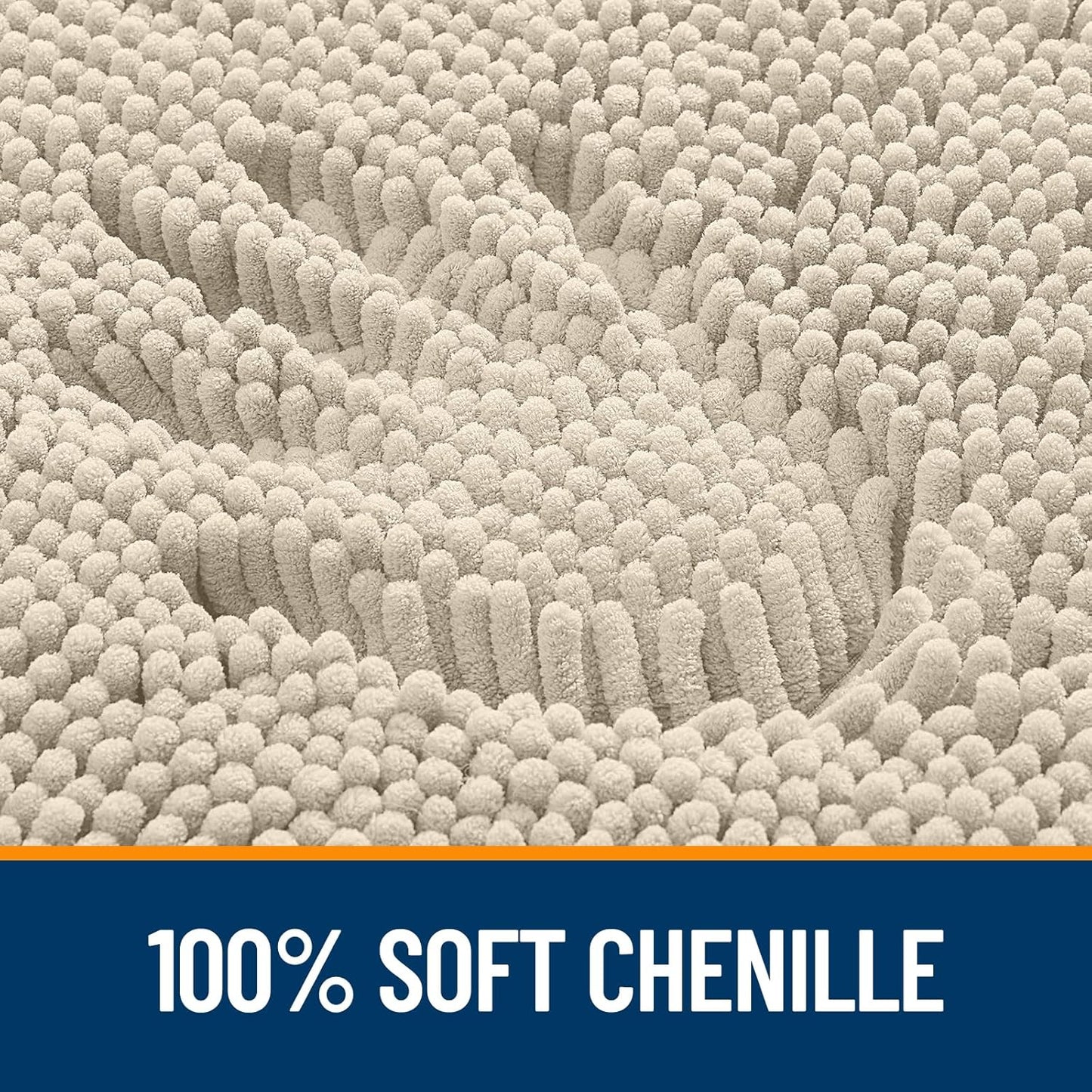 OLANLY Bathroom Runner Rugs - Extra Soft Chenille Bath Mats | Quick Dry, Machine Washable, 44x24, Sand