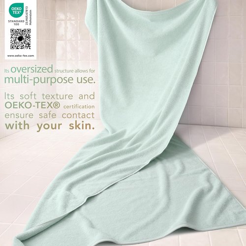 Cotton Paradise 100% Cotton Oversized Bath Sheet - Extra Large Turkish Towel in Mint Green | 40x80 Inches