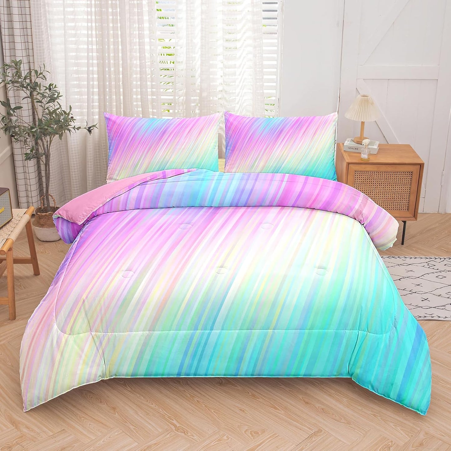 Bodhi Rainbow Graffiti Football Bedding for Boys & Teens - Full Comforter Set with Matching Pillowcases