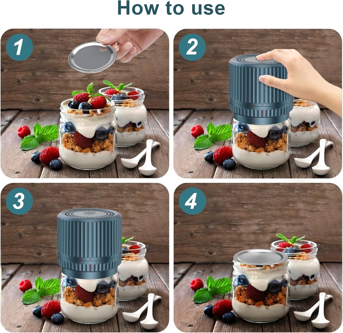 M12 Auto Stop Vacuum Sealer | Smart Mason Jar Sealer with 2500mAh Battery - Portable & Versatile