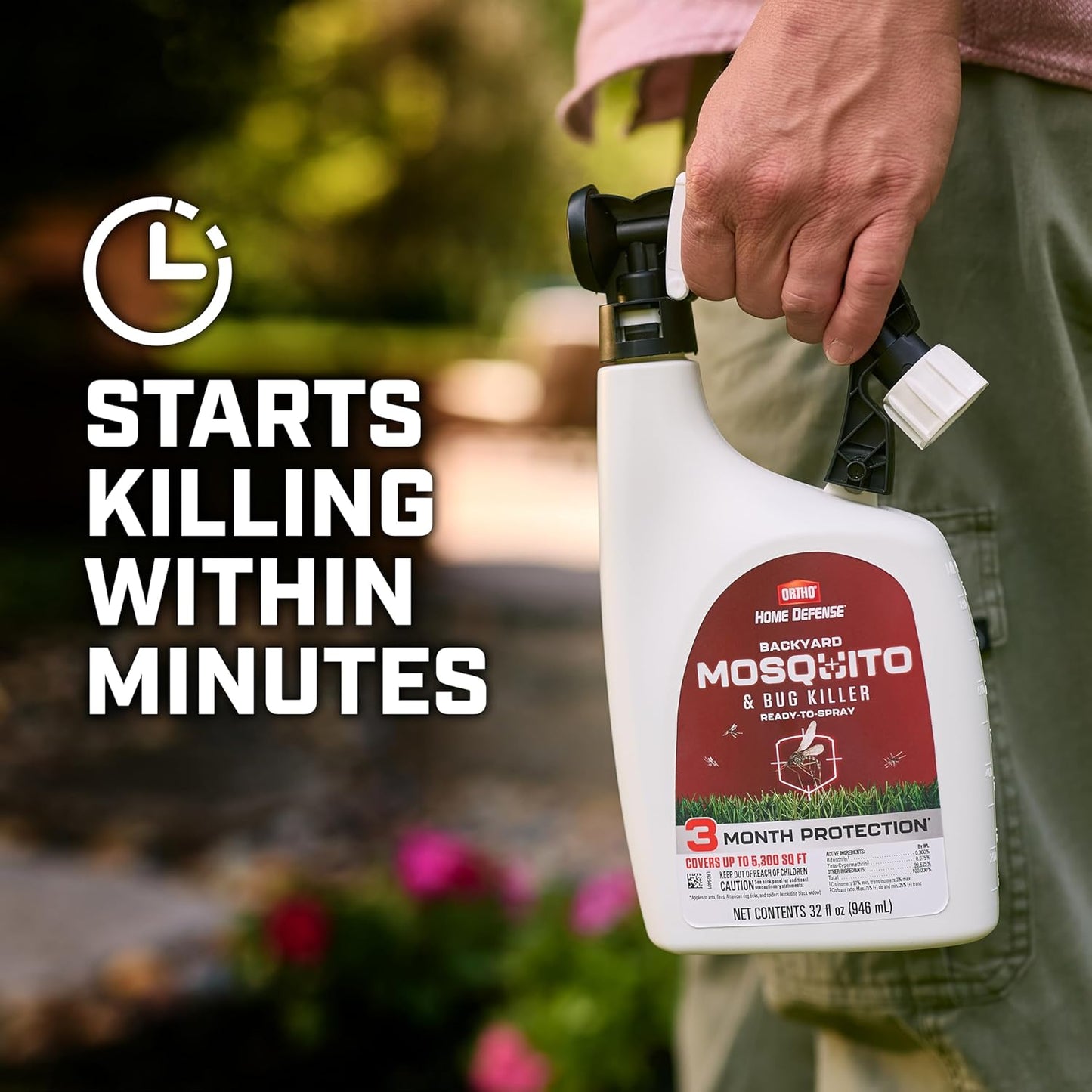 Ortho Home Defense Mosquito & Bug Killer - Ready-to-Spray Formula, 32 fl. oz. for Effective Pest Control