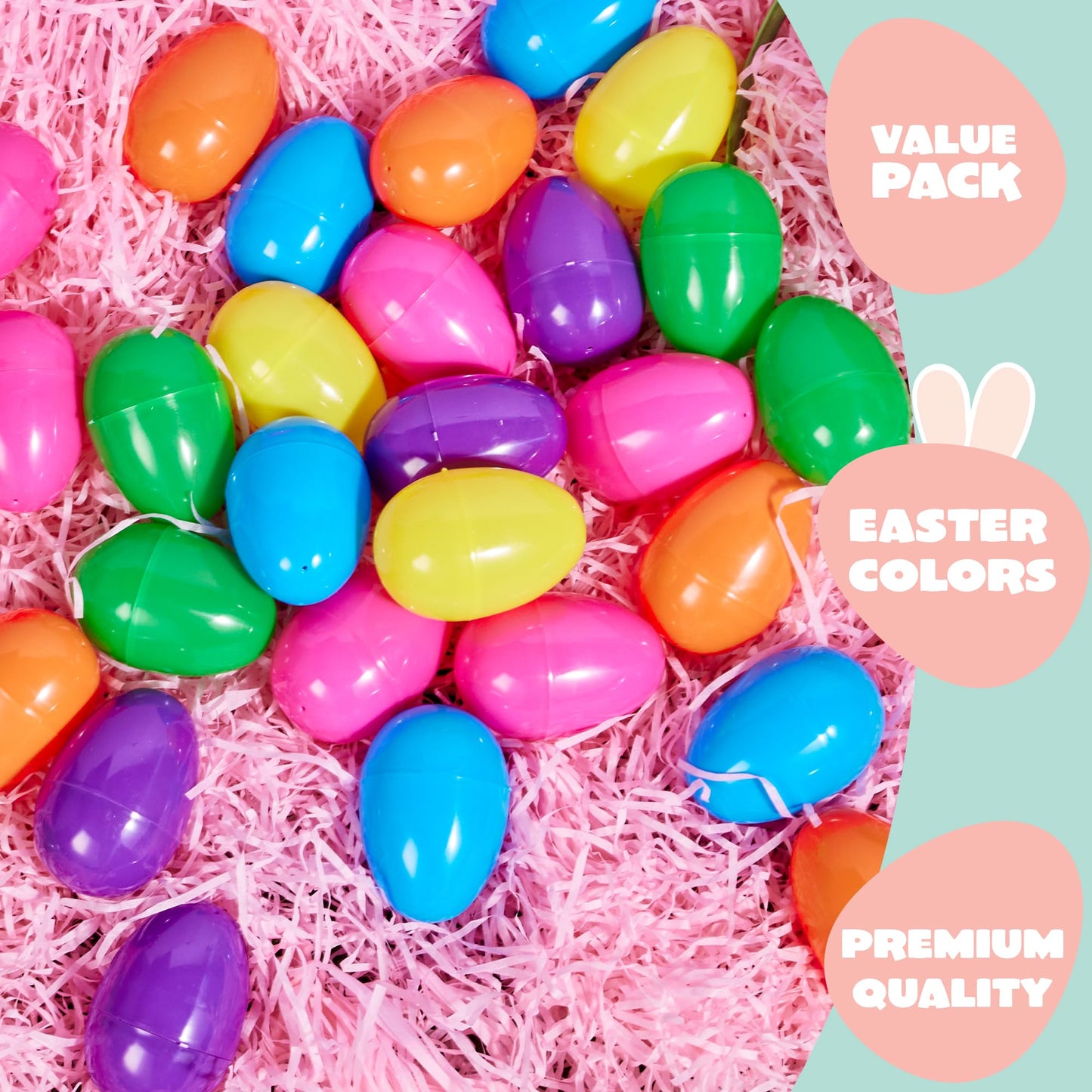 JOYIN 3.15" Easter Eggs, Fillable Plastic Eggs Empty Colorful Bright Eggshells with Hinge for Easter Hunt, Filling Treats, Party Favor, Basket Stuffers, Classroom Prize Supplies, 200PCS