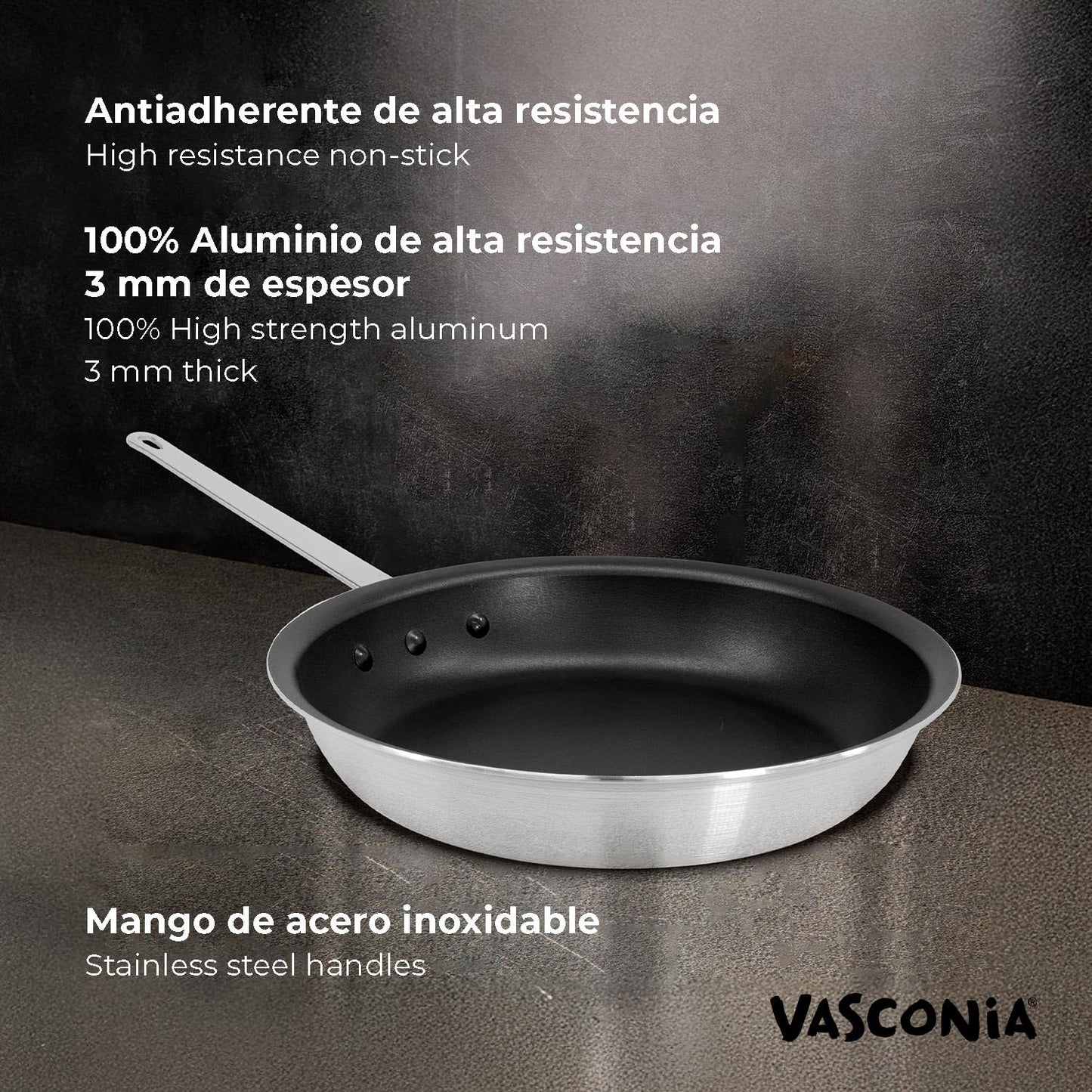 Vasconia Professional 12″ Aluminum Fry Pan, Aluminum Skillet with NonStick & Fast-Cool Handle, NSF Certificate