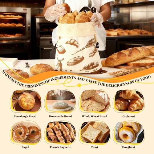 Beeswax Bread Bags - 2 Pack Reusable Organic Cotton Storage for Sourdough & Bakery Bread