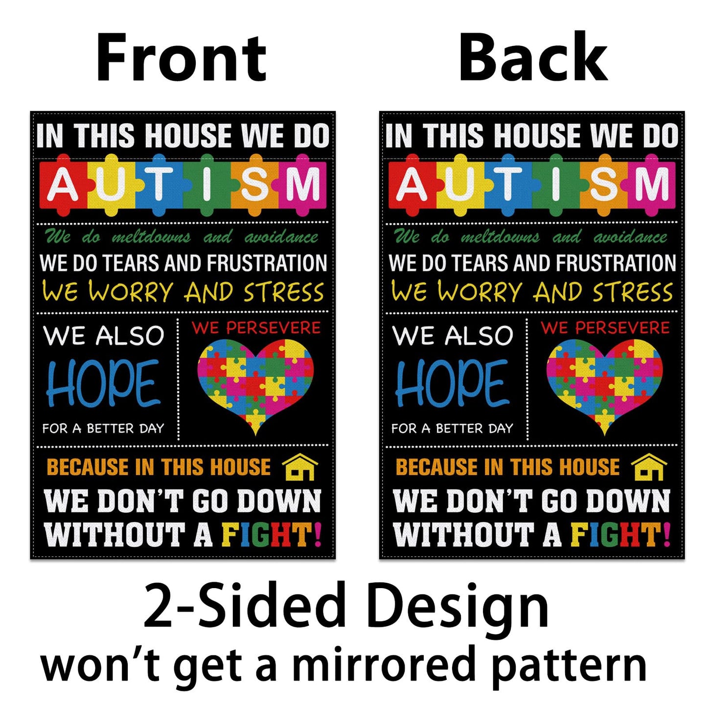 Autism Awareness Garden Flag Puzzle Piece Inspirational Support April Decoration Vertical Double Sized Yard Outdoor Decor