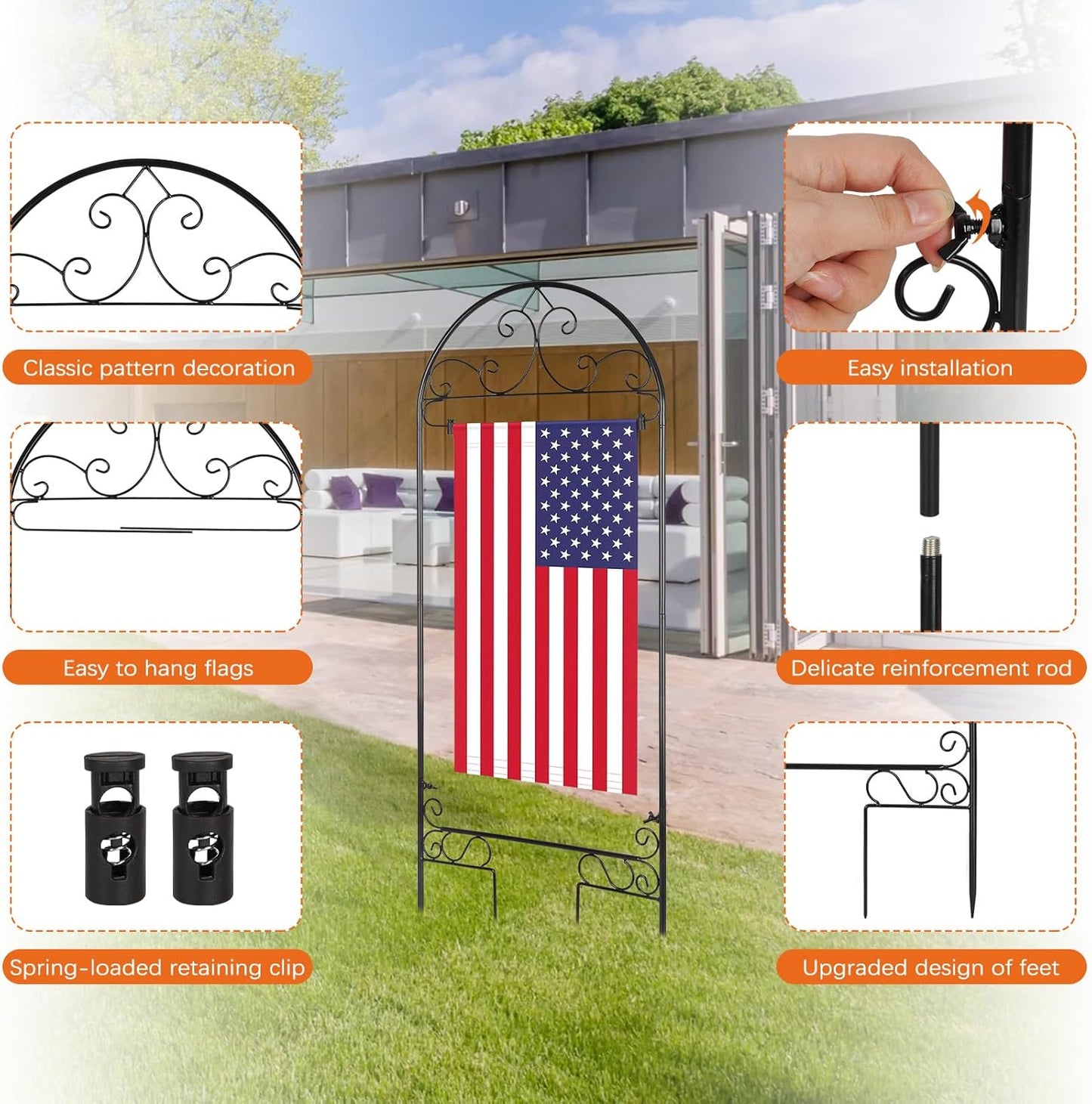 Liitrton Garden Flag Holder Stand - Durable Metal Flagpole Stake for 14" x 25" Flags | Perfect for Seasonal Yard Decor