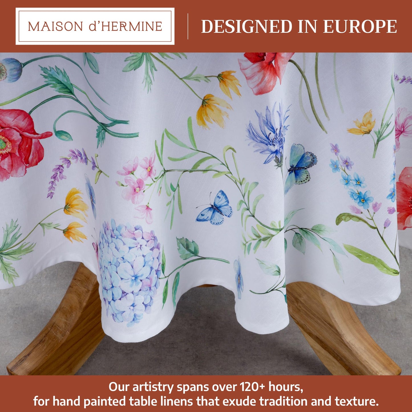 Maison d' Hermine Table Cloth Round Table 100% Cotton 69 Round Inches Tablecloth Reusable Decorative for Dining Kitchen Room Farmhouse Home Gifts for Mothers Day Spring Summer - Just Floral