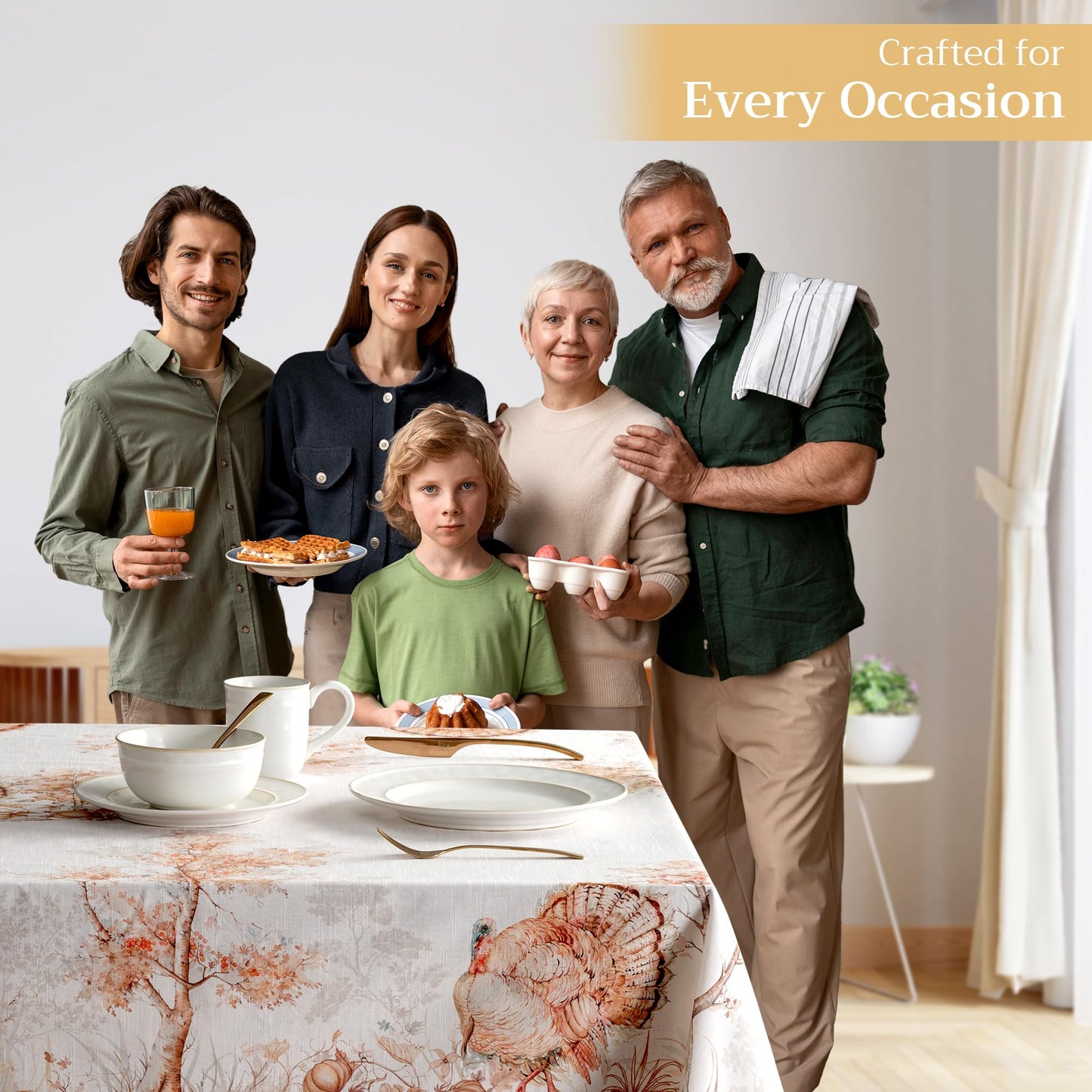 Maison d' Hermine Table Cloth Square Table 100% Cotton 54 x 54 Inches Fall Tablecloth Reusable Everyday Use for Thanksgiving Christmas Decorations Dining Farmhouse Party (Giving Thanks)