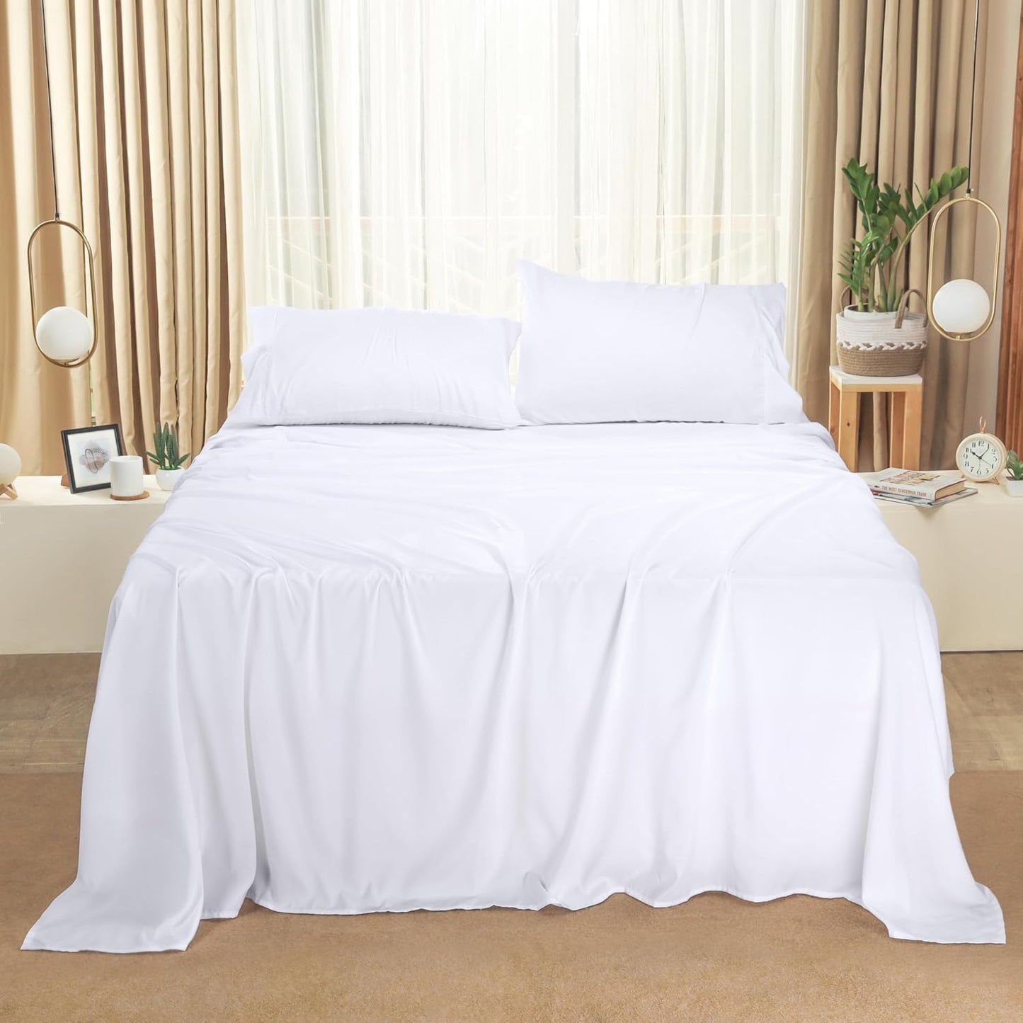 Utopia Bedding King Bed Sheets Set - Luxurious Brushed Microfiber - Fade & Shrinkage Resistant - Easy Care (White)