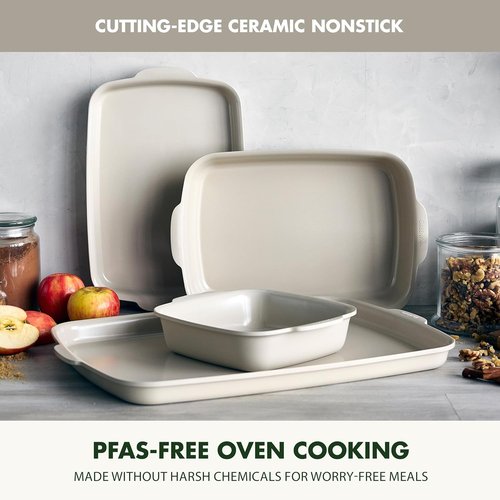 GreenPan Premiere Bakeware Set - Healthy Ceramic Nonstick, PFAS-Free, 4-Piece, Taupe, Oven & Broiler Safe