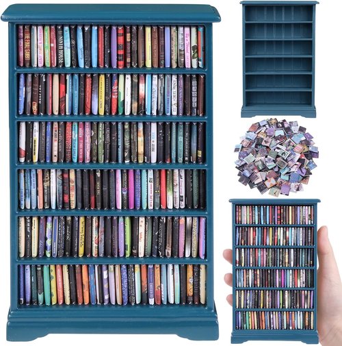 DIYDEC Mini Bookshelf - 180pcs Miniature Blue Books for Home Decor | Perfect Gift for Book Lovers