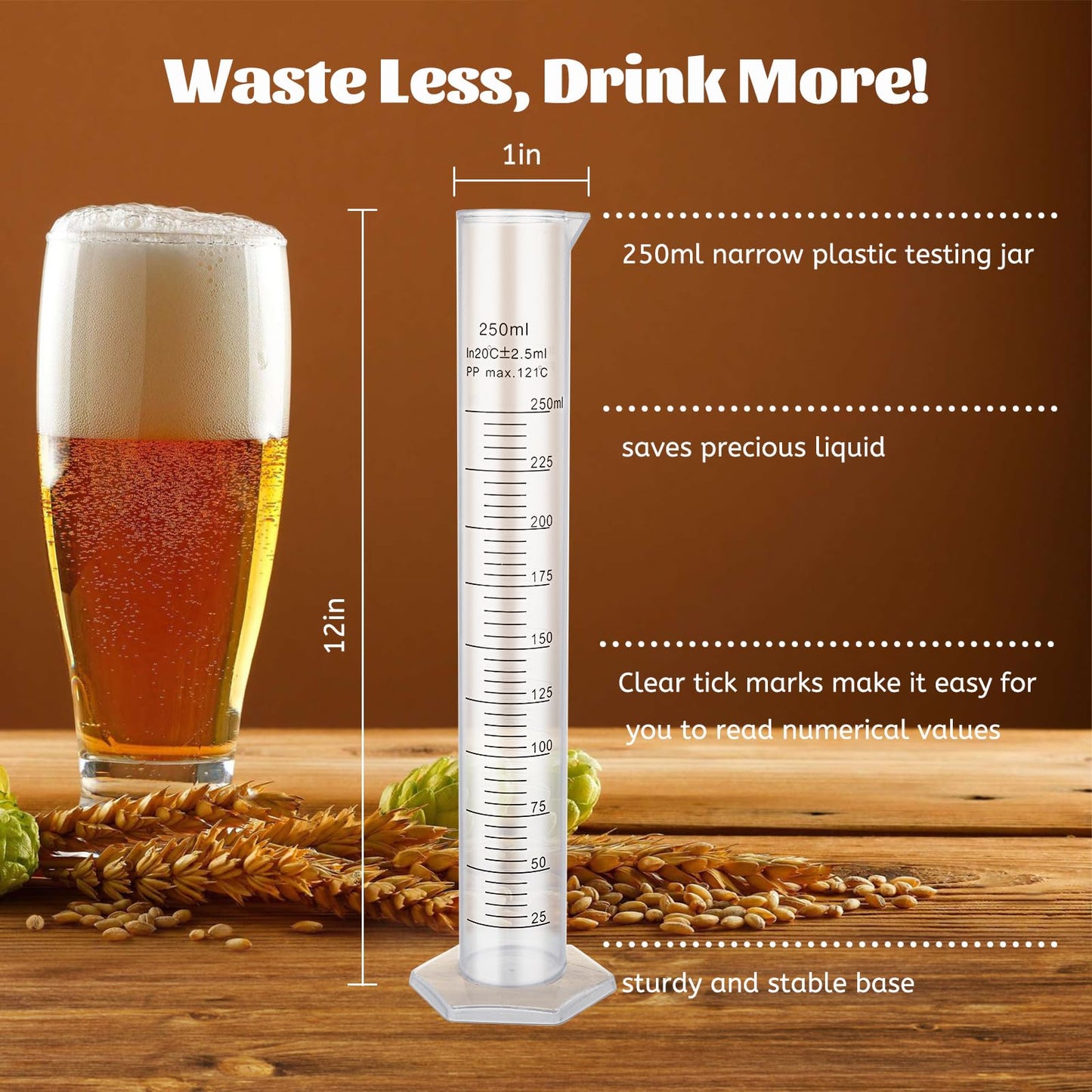 AOZ LIbei Hydrometer Set - for Mead, Wine, Kombucha and Home Brew Beer, Alcohol Tester Accessories Moonshine Still Kit Complete for Home Test Equipment-Specific Gravity Abv Tester