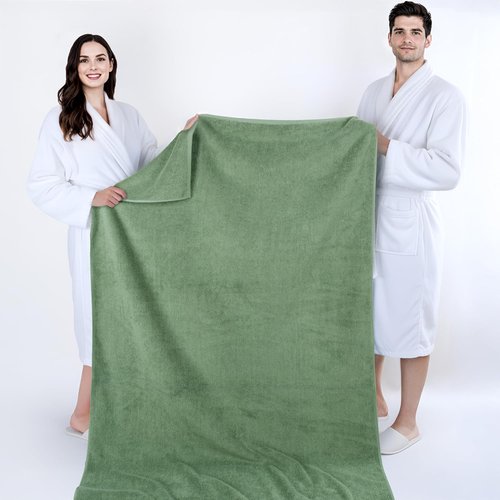 Cotton Paradise 100% Cotton Oversized Bath Sheet - Extra Large Turkish Towel in Sage Green | 40x80 Inches