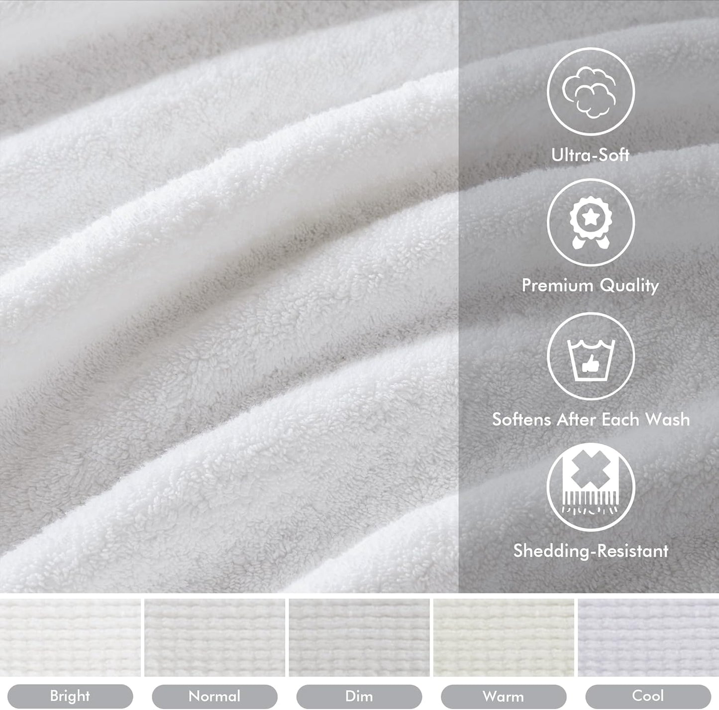 Madison Park 800GSM Cotton Bath Towel Set - Luxurious & Highly Absorbent | 8-Piece White Spa Quality