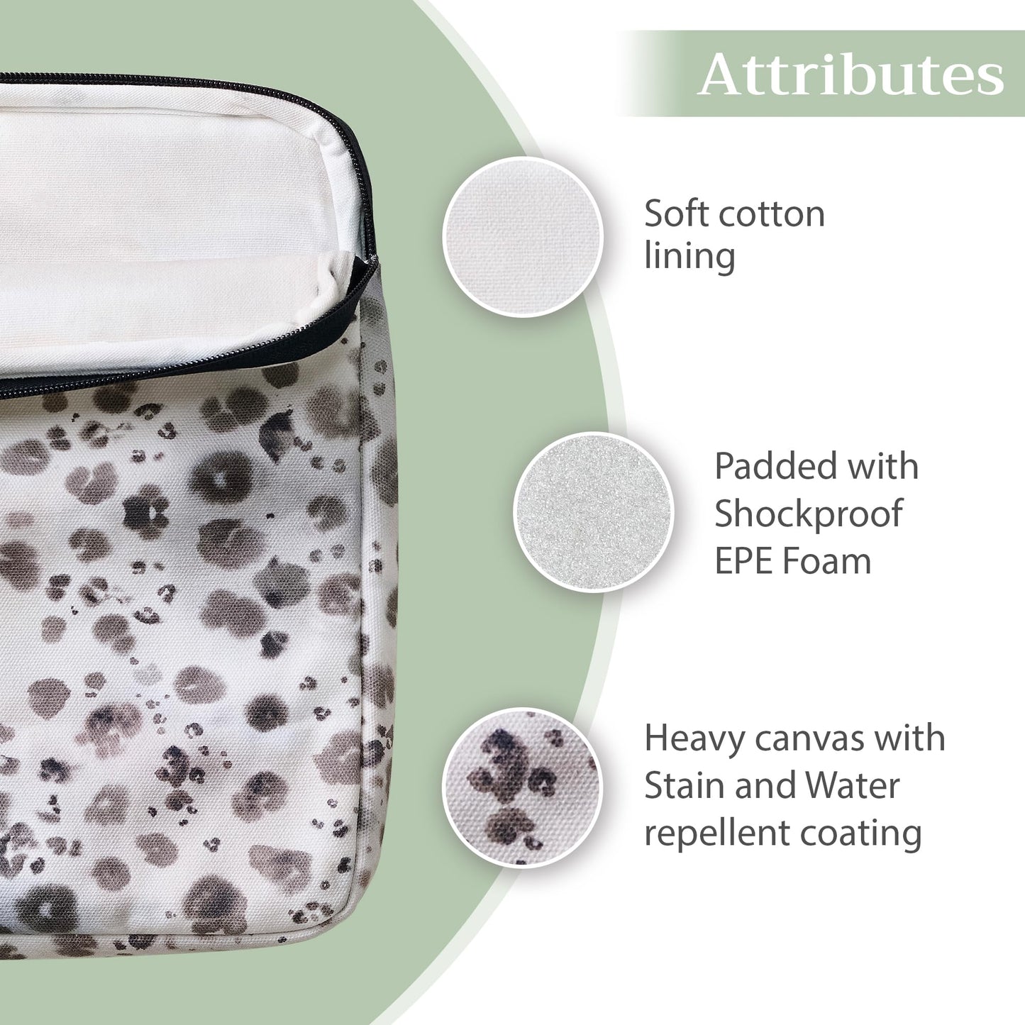 Maison d'Hermine Laptop Bag with Pocket Upto 13.5 inch Stain and Water Repellent Cotton Canvas Gifts for Mothers Day - Cheeta