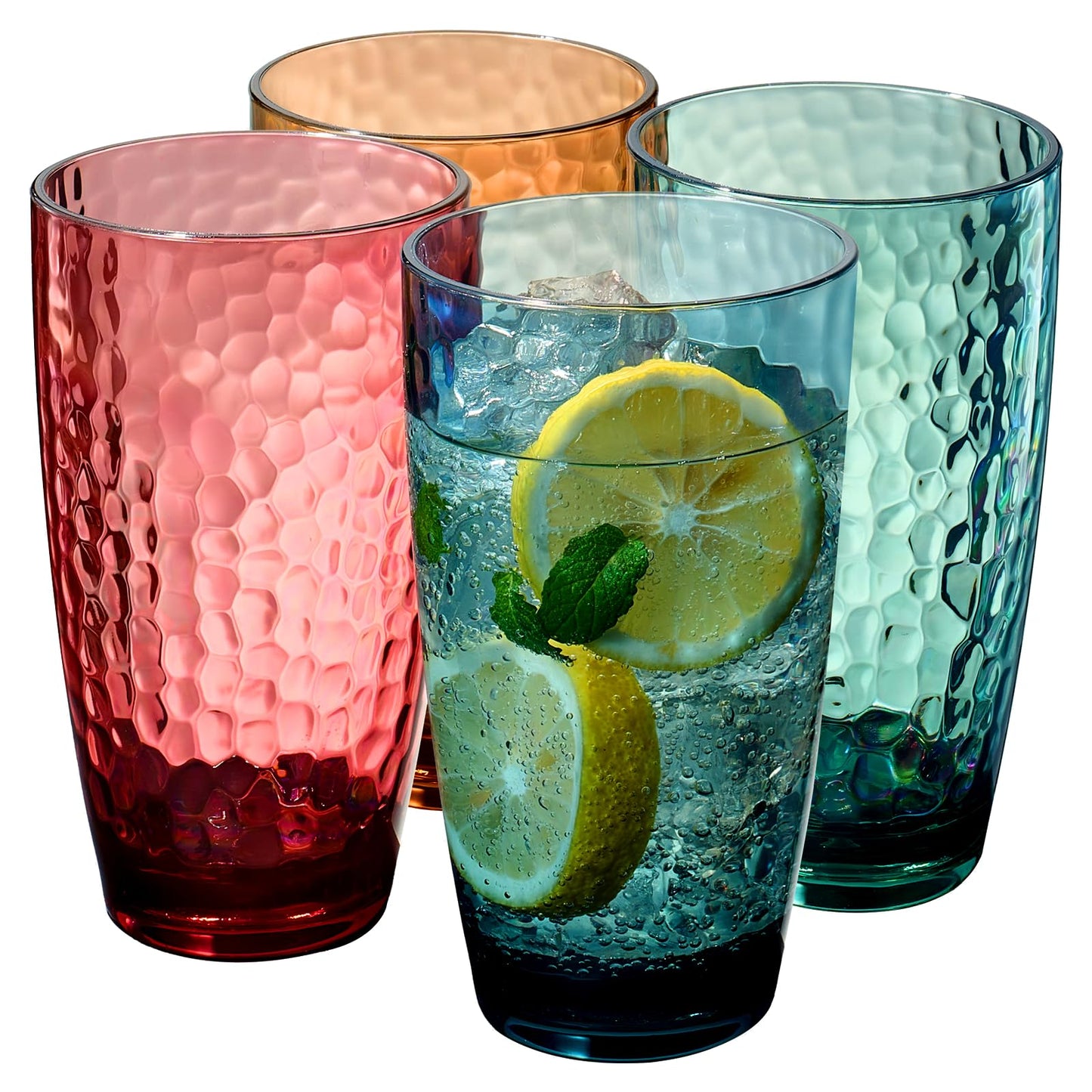 Unbreakable Large Premium Plastic Reusable Drinking Glasses (4 Set) Restaurant Cups Style, Jewel Muted Colors 19 oz Acrylic Tumbler | BPA-Free Tumblers | Top-Rack Dishwasher Safe, Tritan Shatterproof