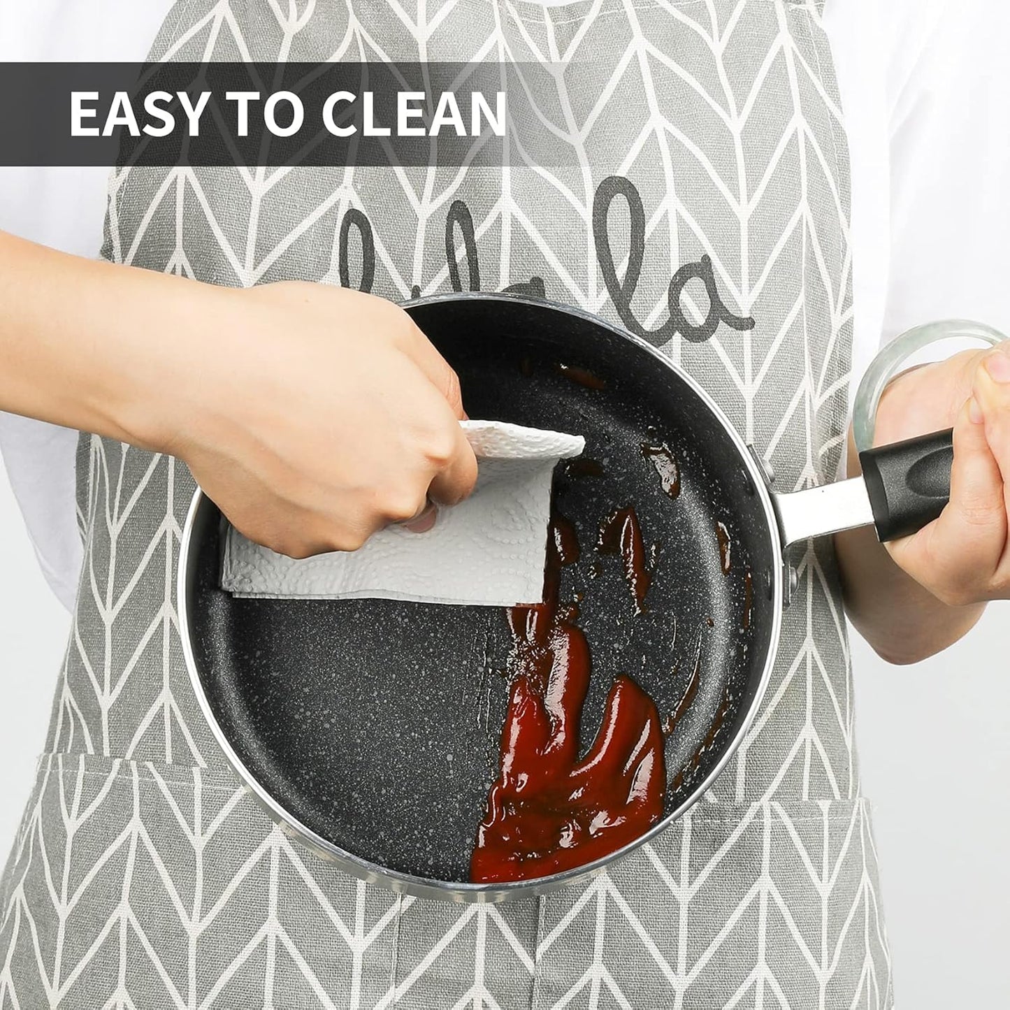 Skiennix Nonstick Saucepan Set - 1 Quart & 2 Quart with Glass Lid | Ideal for Home & Restaurant Use, Black