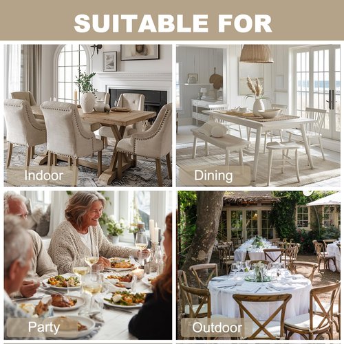 Hiasan Faux Linen Polyester Rectangle Tablecloth - Wrinkle and Stain Resistant Washable Table Cloth for Kitchen Dining Room Holiday Table Cover for Party Dinner, Beige, 54 x 80 Inch