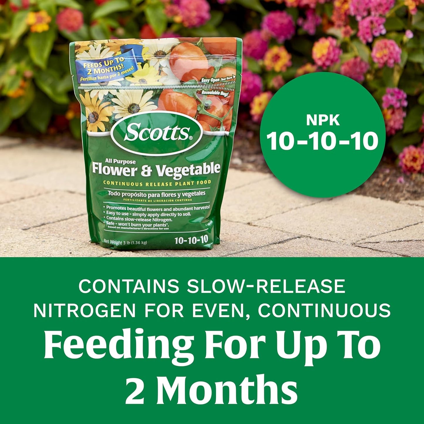Scotts All-Purpose Plant Food - Continuous Release Formula for Outdoor Flowers & Vegetables | 3 lb