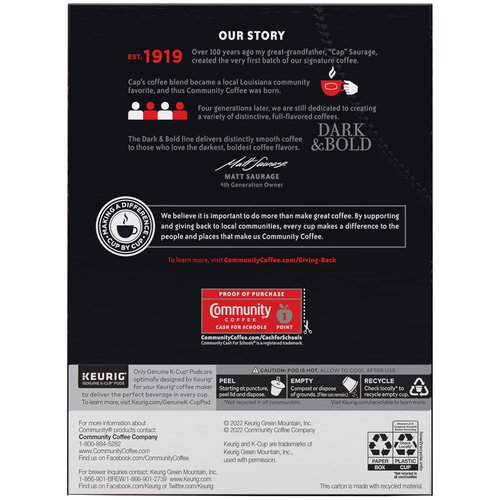 Community Coffee Dark & Bold Extra Boost Coffee Pods - 96 Count for Keurig 2.0 | Bold Flavor & Convenience