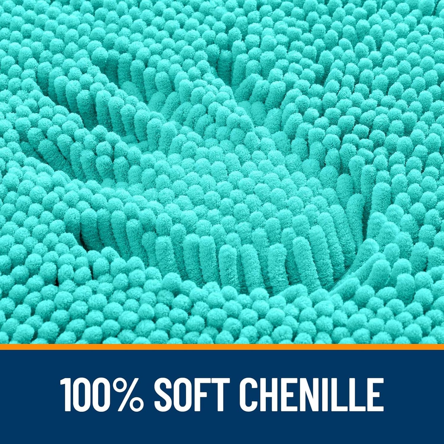 OLANLY Bathroom Runner Rugs - Extra Soft Chenille Bath Mats | Quick-Dry & Machine Washable, Teal 44x24