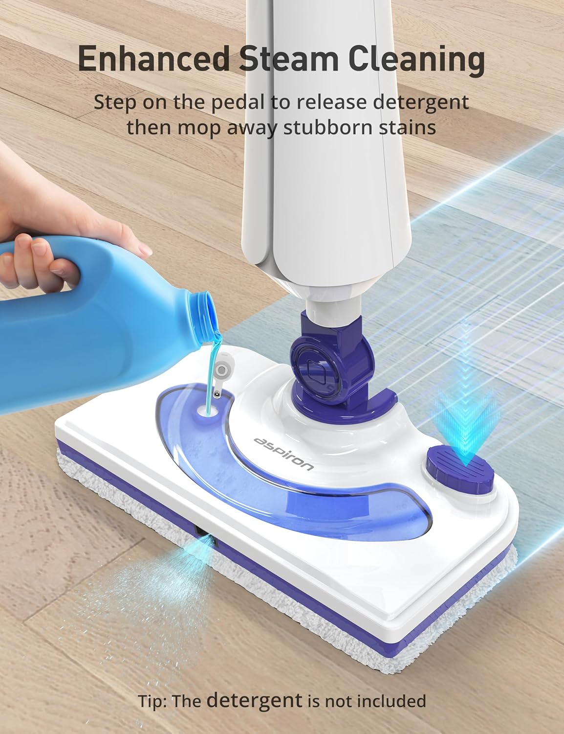 Skiennix 1300W Steam Mop Cleaner - Fast Heating 25s | Lightweight Floor Steamer for Hardwood & Tiles, 2 Washable Pads