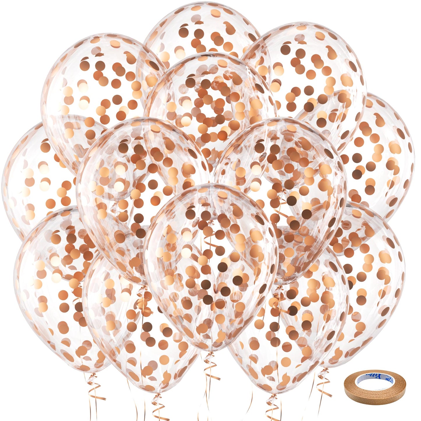 Bezente Rose Gold Confetti Latex Balloons - 60 Pack 12 inch Helium Rose Gold Confetti Balloons for Wedding Birthday Anniversary Bridal Shower Party Decorations