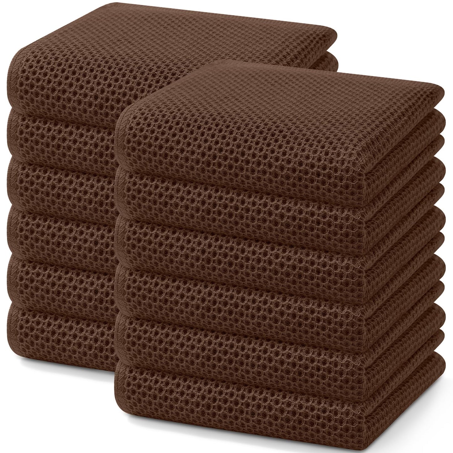 Homaxy 100% Cotton Waffle Weave Kitchen Dish Towels, Ultra Soft Absorbent Quick Drying Cleaning Towel, 13 x 28 Inches, 12-Pack, Coffee