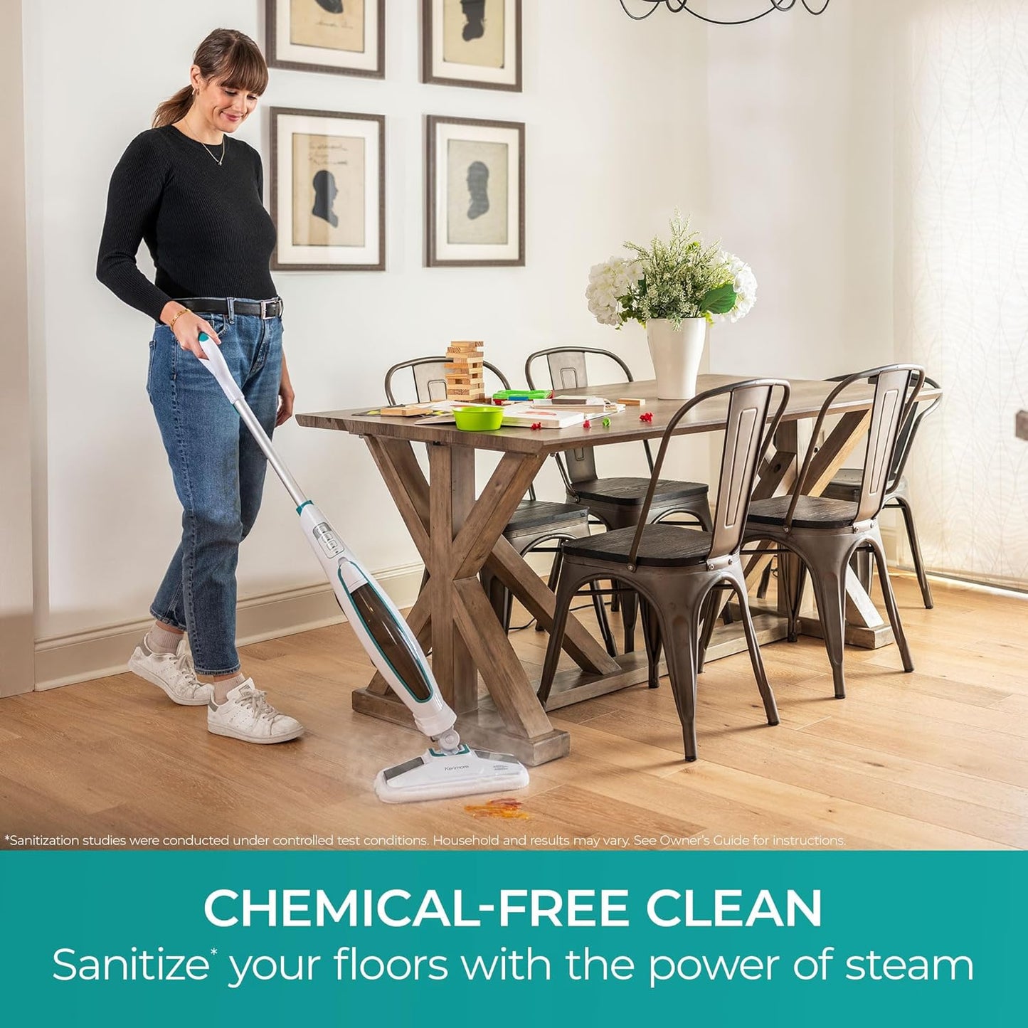 Kenmore SM2060 S200 Series Steam Mop - Quick-Heating Floor Cleaner with Easy Scrubber & 2 Washable Pads