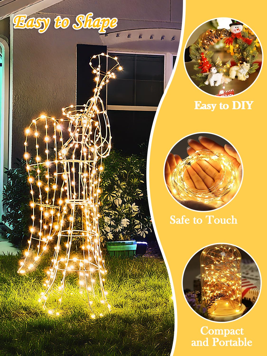 200 LED Fairy Lights Battery Operated Twinkle Lights with Remote - 66ft 8 Modes Timer Dimmable Waterproof String Lights for Bedroom Garden Indoor Outdoor Decor (Warm White)