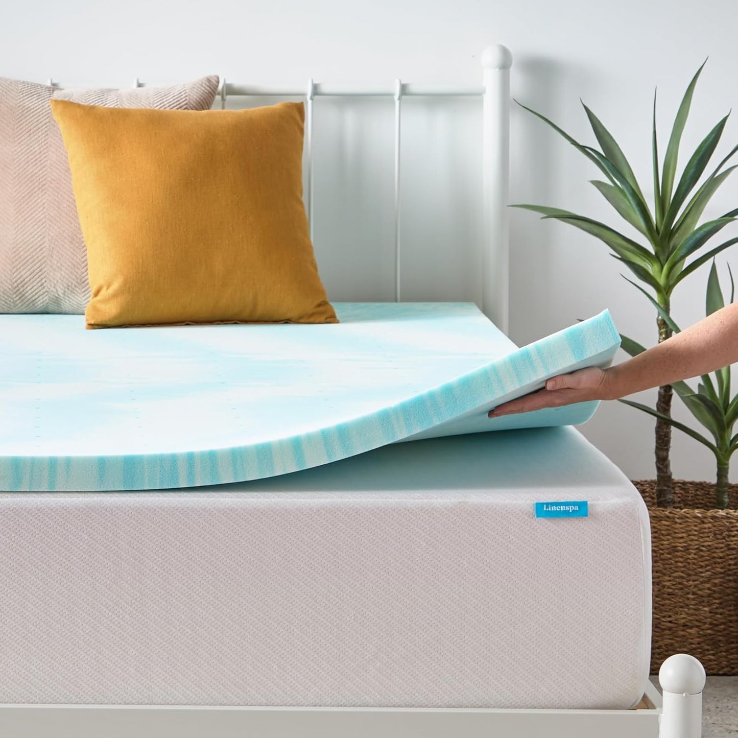 Linenspa 2-Inch Gel Memory Foam Mattress Topper - Cooling & Ventilated - Full Size, Pressure Relieving, CertiPUR Certified