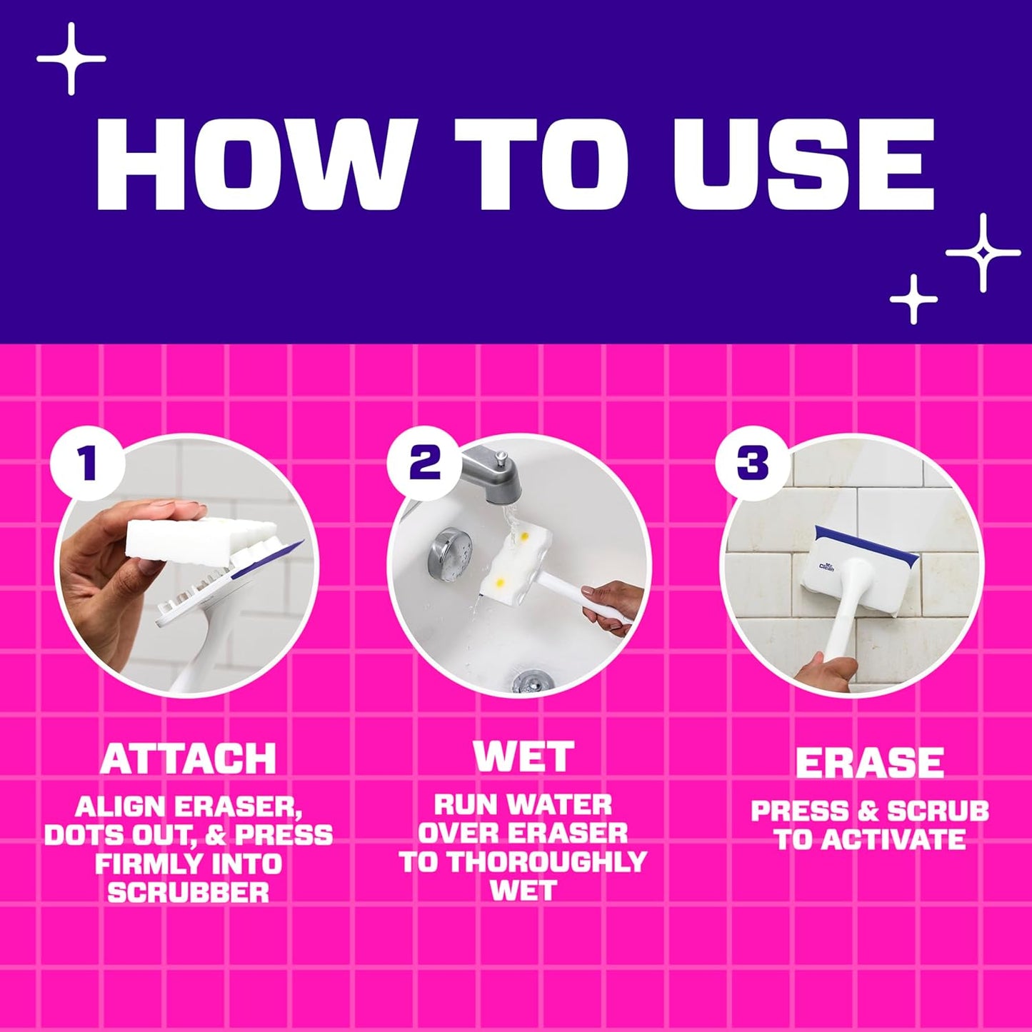 Mr. Clean Magic Eraser - All-in-One Bathroom Cleaner Kit with Lemon Scent | 1 Scrubber & 2 Foaming Erasers