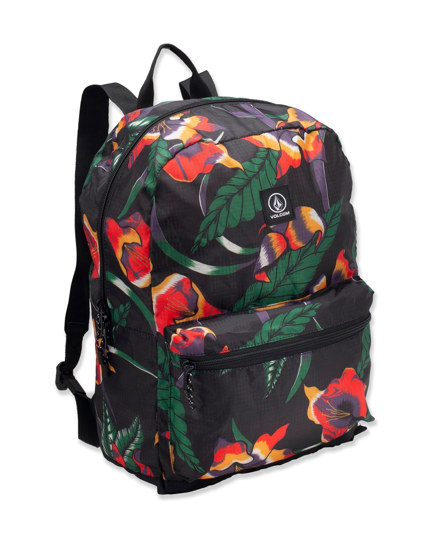 Volcom Men's Packable Backpack, Black Floral Print, One Size