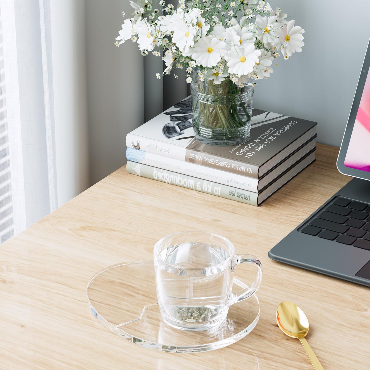 Acrylic Coaster Decorative Plates,Office Desk Accessories, Clear Dinosaur Egg Shape Coffee Cup Decor, Perfect for Tabletop Protection and Display.